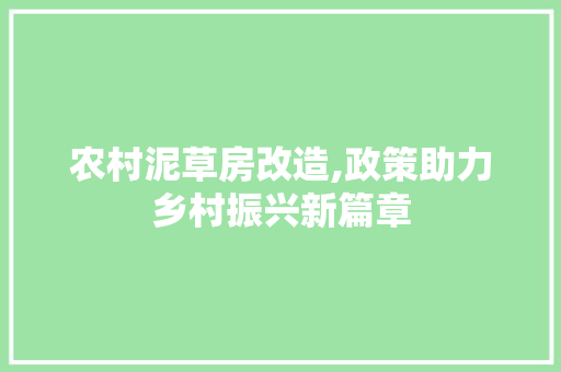 农村泥草房改造,政策助力乡村振兴新篇章