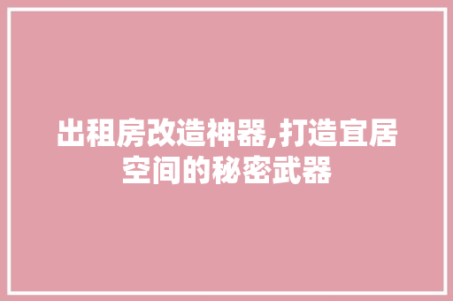 出租房改造神器,打造宜居空间的秘密武器
