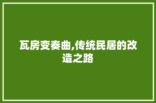 瓦房变奏曲,传统民居的改造之路