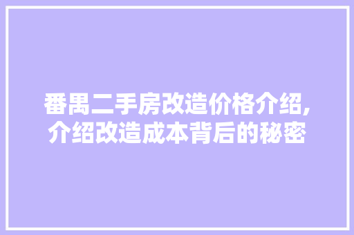番禺二手房改造价格介绍,介绍改造成本背后的秘密