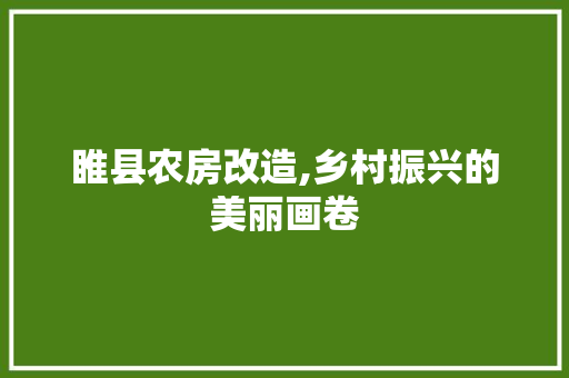 睢县农房改造,乡村振兴的美丽画卷