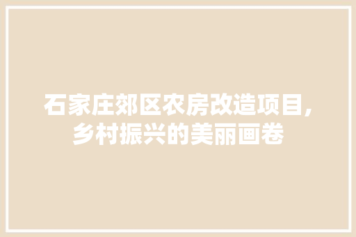 石家庄郊区农房改造项目,乡村振兴的美丽画卷