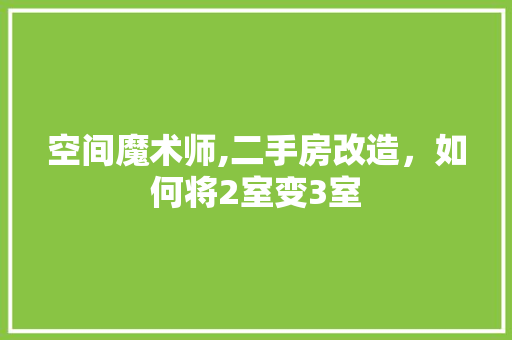 空间魔术师,二手房改造，如何将2室变3室