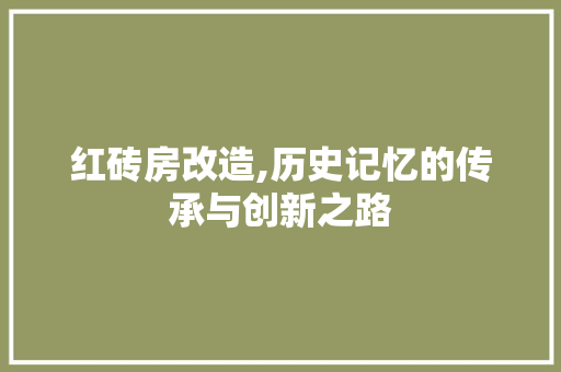 红砖房改造,历史记忆的传承与创新之路