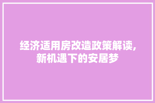 经济适用房改造政策解读,新机遇下的安居梦