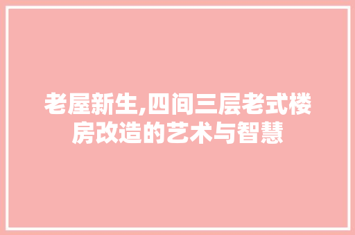 老屋新生,四间三层老式楼房改造的艺术与智慧