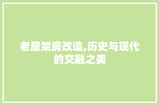 老屋架房改造,历史与现代的交融之美 工艺流程