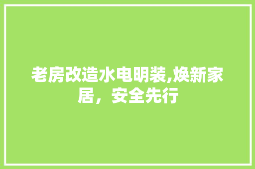 老房改造水电明装,焕新家居，安全先行