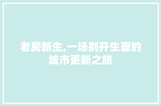 老房新生,一场别开生面的城市更新之旅