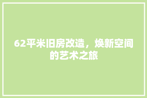 62平米旧房改造，焕新空间的艺术之旅