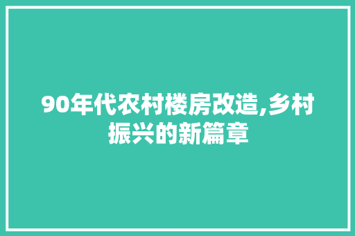 90年代农村楼房改造,乡村振兴的新篇章 住宅建筑设计