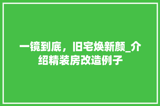 一镜到底，旧宅焕新颜_介绍精装房改造例子 常见问题