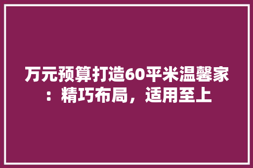 万元预算打造60平米温馨家：精巧布局，适用至上