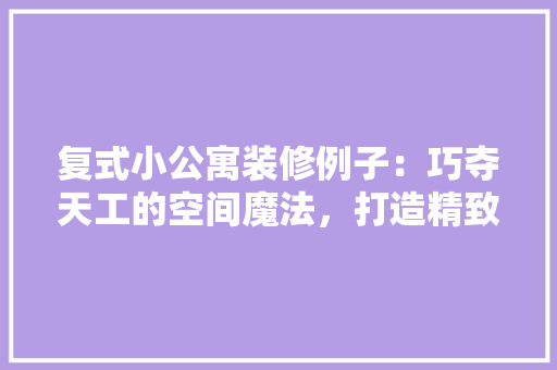 复式小公寓装修例子：巧夺天工的空间魔法，打造精致小户型生活