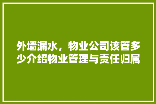 外墙漏水，物业公司该管多少介绍物业管理与责任归属