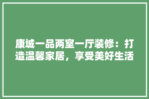 康城一品两室一厅装修：打造温馨家居，享受美好生活