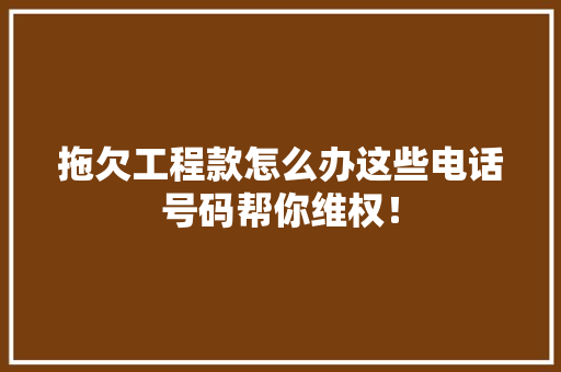 拖欠工程款怎么办这些电话号码帮你维权！