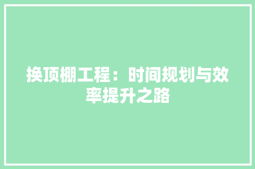 换顶棚工程：时间规划与效率提升之路