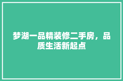 梦湖一品精装修二手房，品质生活新起点