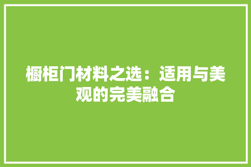 橱柜门材料之选：适用与美观的完美融合