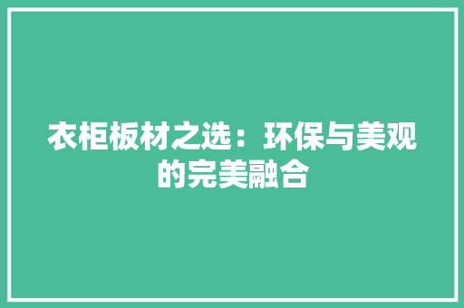 衣柜板材之选：环保与美观的完美融合
