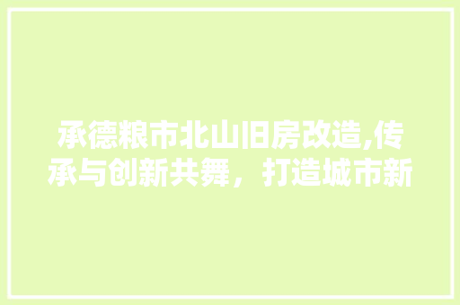承德粮市北山旧房改造,传承与创新共舞，打造城市新地标