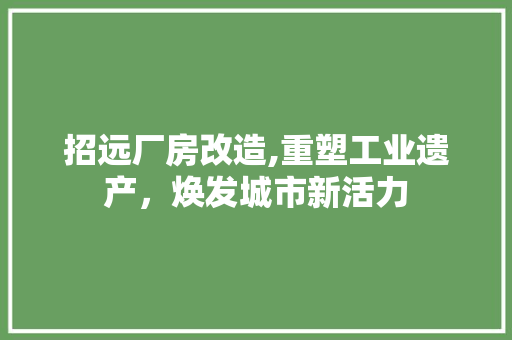 招远厂房改造,重塑工业遗产，焕发城市新活力