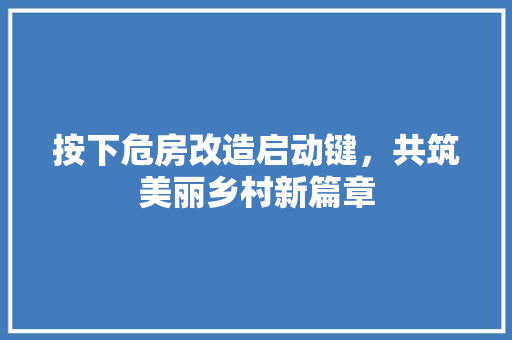 按下危房改造启动键，共筑美丽乡村新篇章