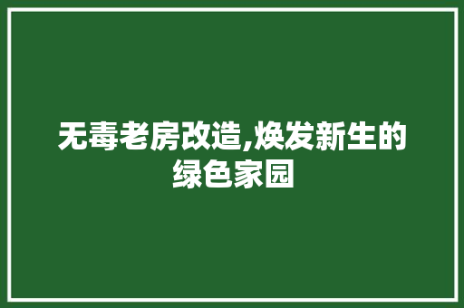 无毒老房改造,焕发新生的绿色家园