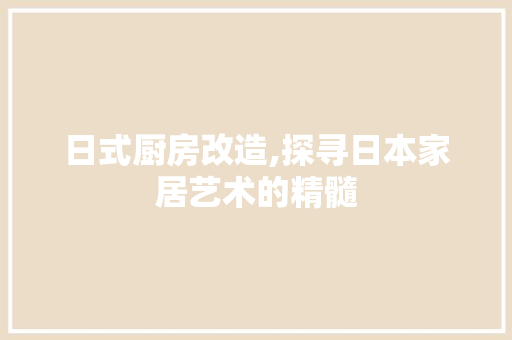 日式厨房改造,探寻日本家居艺术的精髓 常见问题