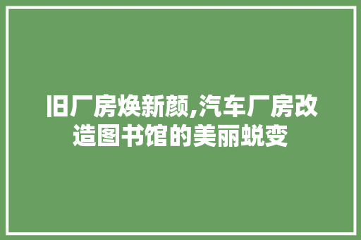 旧厂房焕新颜,汽车厂房改造图书馆的美丽蜕变