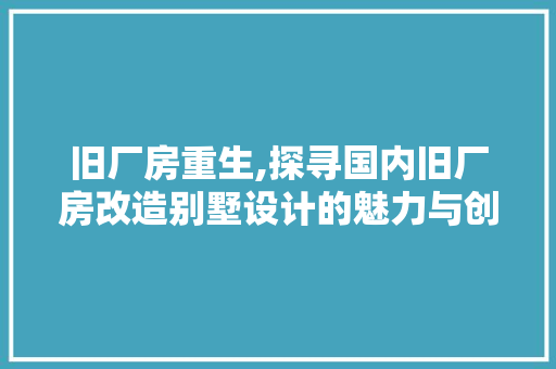 旧厂房重生,探寻国内旧厂房改造别墅设计的魅力与创新