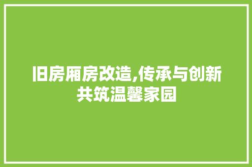 旧房厢房改造,传承与创新共筑温馨家园