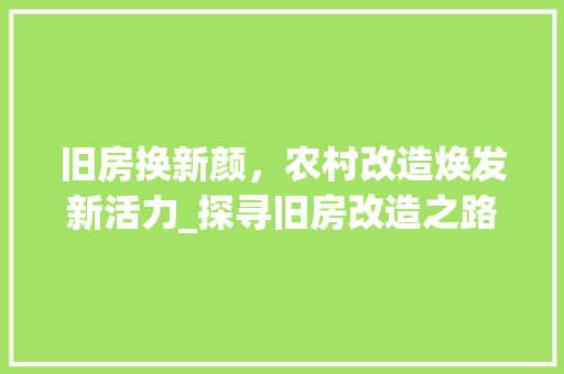 旧房换新颜，农村改造焕发新活力_探寻旧房改造之路