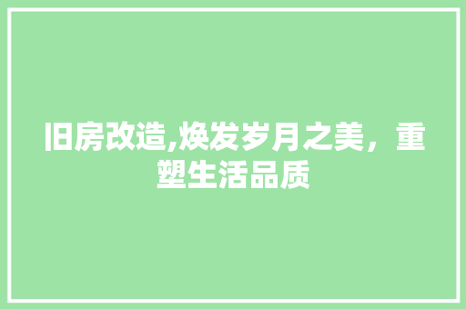 旧房改造,焕发岁月之美，重塑生活品质