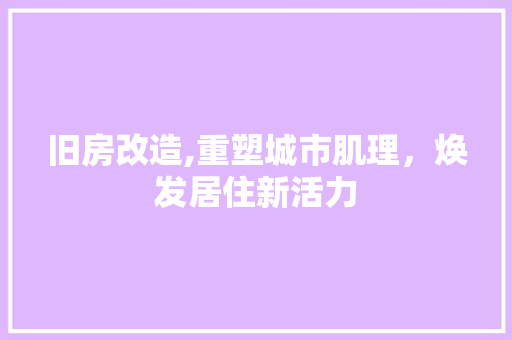 旧房改造,重塑城市肌理，焕发居住新活力
