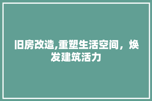 旧房改造,重塑生活空间，焕发建筑活力
