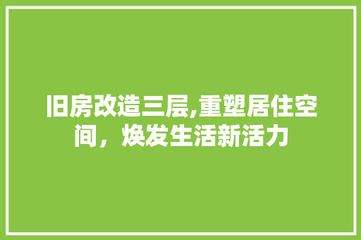 旧房改造三层,重塑居住空间，焕发生活新活力