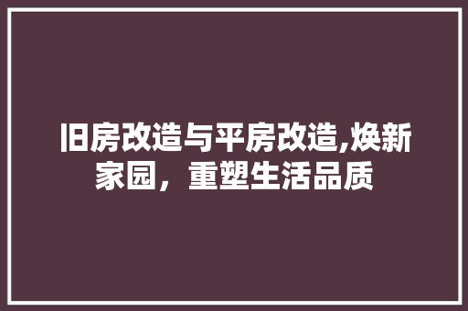 旧房改造与平房改造,焕新家园，重塑生活品质
