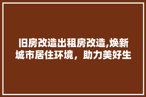 旧房改造出租房改造,焕新城市居住环境，助力美好生活