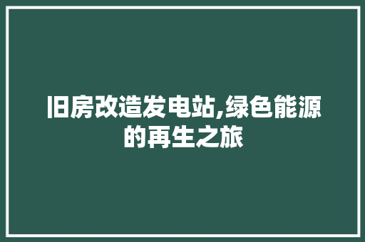 旧房改造发电站,绿色能源的再生之旅