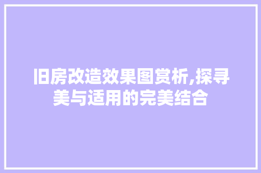 旧房改造效果图赏析,探寻美与适用的完美结合