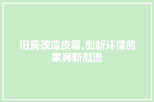 旧房改造皮箱,创新环保的家具新潮流