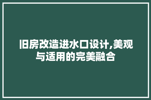 旧房改造进水口设计,美观与适用的完美融合 常用建材
