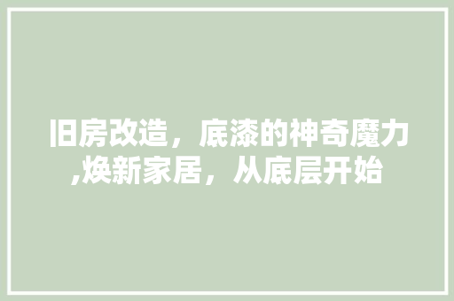 旧房改造，底漆的神奇魔力,焕新家居，从底层开始