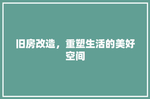 旧房改造，重塑生活的美好空间 施工技术