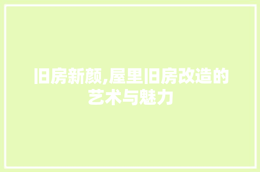 旧房新颜,屋里旧房改造的艺术与魅力 新型材料