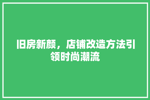 旧房新颜，店铺改造方法引领时尚潮流