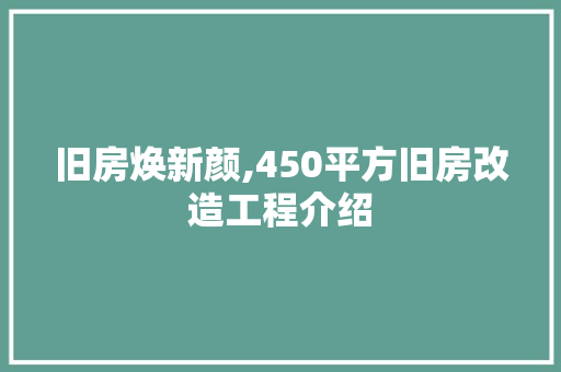 旧房焕新颜,450平方旧房改造工程介绍