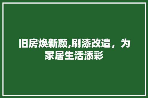 旧房焕新颜,刷漆改造，为家居生活添彩